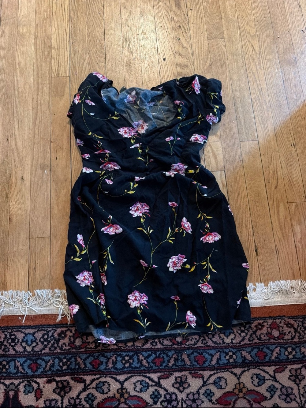 Wild Fable Black Floral V-Neck Women’s Dress